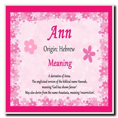 Ann Personalised Name Meaning Coaster The Card Zoo
