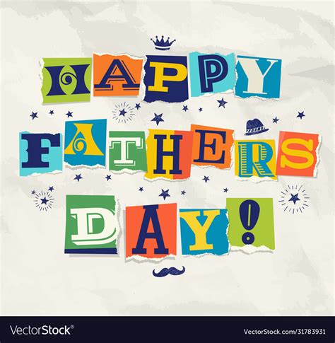 Happy Fathers Day Cut Out Letters Doodles Vector Image