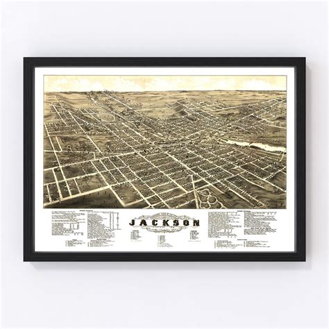 Vintage Map Of Jackson Michigan 1881 By Teds Vintage Art