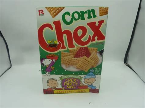 Vintage Corn Chex Party Mix Empty Cereal Box Christmas Peanuts Charlie
