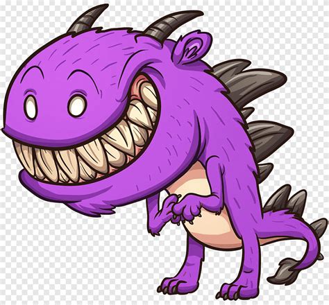 Cartoon Monster Illustration Terrible Monster Purple Violet Png Pngegg