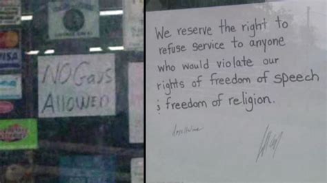 hardware store hangs no gays allowed sign