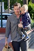 Josh Dallas and his son Oliver Finlay Dallas head out to a park leaving ...