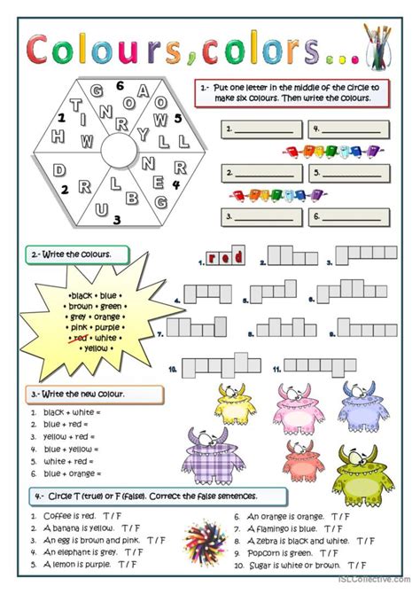 Colours Colors English Esl Worksheets Pdf And Doc
