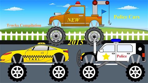 Police Cars Collection For Kids Monster Trucks Animated Surprise
