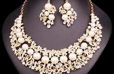 necklace earring pearl jewelry imitation bridal sets wedding bride set jewellery africa luxury gold color women