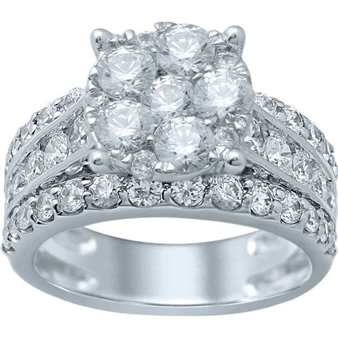 14k White Gold 3 Ctw Diamond Engagement Ring Size 7