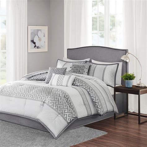 Size king comforter sets : Cal King Size Bennett 7 Piece Comforter Set Grey Classic ...