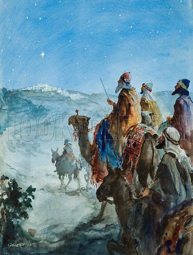 The Three Wise Men Following The Star To The Birthplace Of Stock