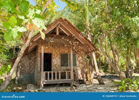 Wooden House Near The Beach In Jungle With Palms Stock Photo Image Of