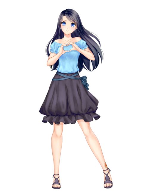 Anime Girl With Black Hair Png Background Png Play
