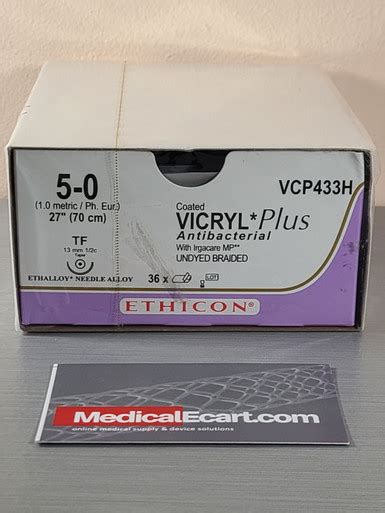 Ethicon Vcp433h Coated Vicryl Plus Antibacterial Polyglactin 910 Suture