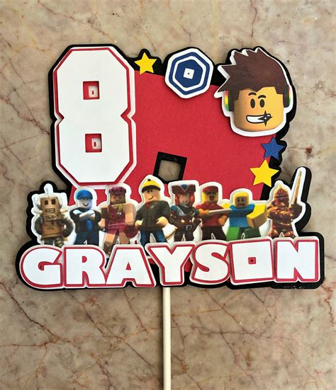 Roblox Inspired Cake Topper Birthday Party Decoration Etsy