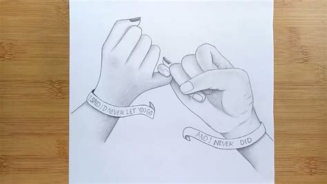 romantic couple holding hands pencil sketch tow lover