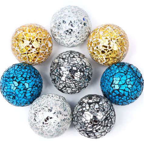Buy Ruiyele 8 Pieces 315 Inch Mosaic Glass Orbs Balls Mosaic Sphere