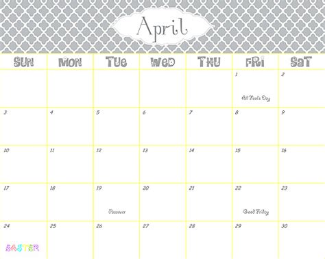 April Calendar Printable Blooming Homestead