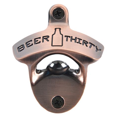 Beer Thirty Wall Mounted Bottle Opener Antique Copper Barware Gear