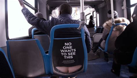 this bus ad is raising color cancer awareness by using butt cracks 5 pics