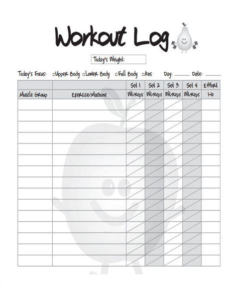 Blank Workout Log Template