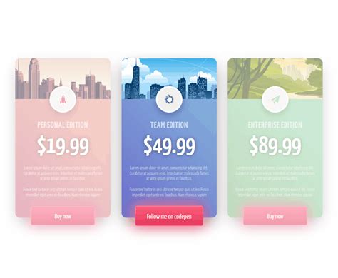 Latest collection of free bootstrap card code examples: CSS Price Table Cards - Coding - Fribly