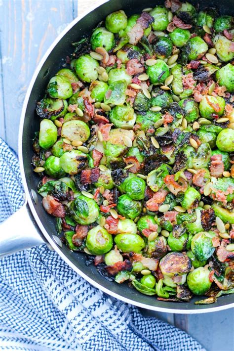 I absolutely love brussel sprouts. Pan Fried Brussels Sprouts with Bacon | The Happy Housie ...