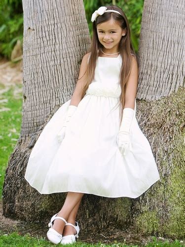 Off White Flower Girl Dress Taffeta Dress W Flower