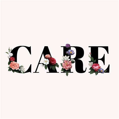 Floral Care Word Typography On A Beige Background Free Image By
