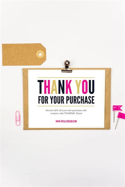 Thank You For Your Purchase Printable Instant Download