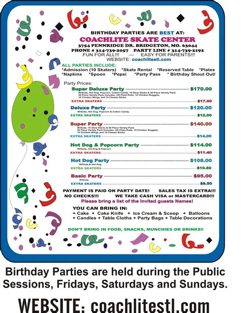 Coachlite Skate Center Birthday Parties