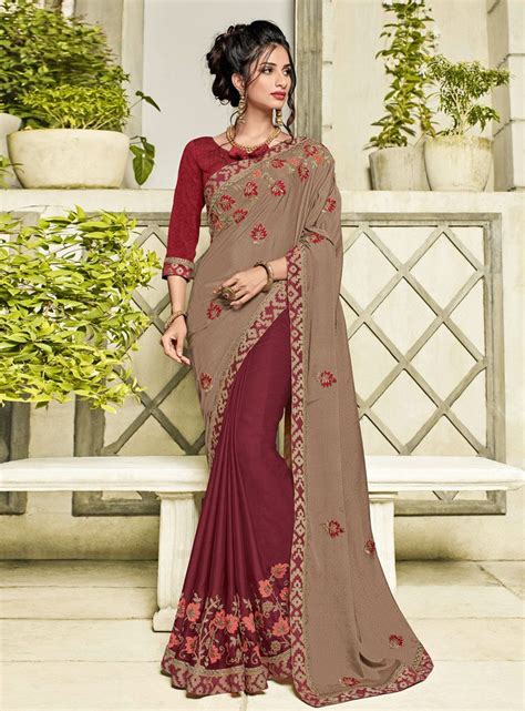 maroon silk half and half saree 146006 lehenga style saree indian designer sarees party wear