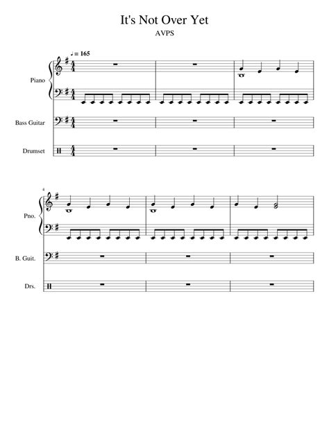 Itsnotoveryet Sheet Music For Piano Bass Percussion Download
