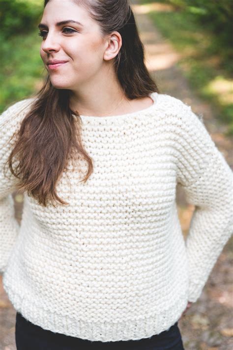 Beginner Knit Garter Stitch Sweater Free Pattern • Sewrella Easy