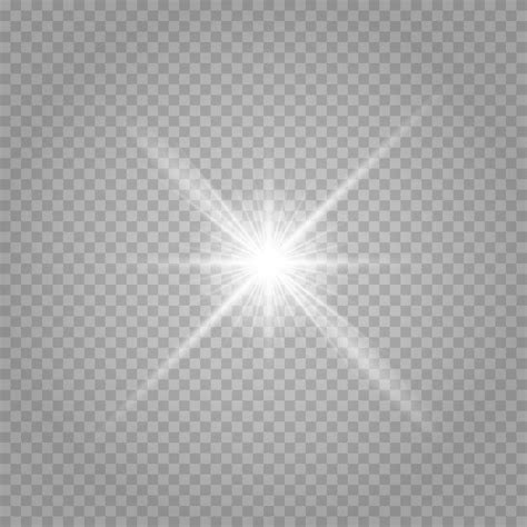 Bright Star. Transparent Shining Sun, Bright Flash. Sparkles. Vector