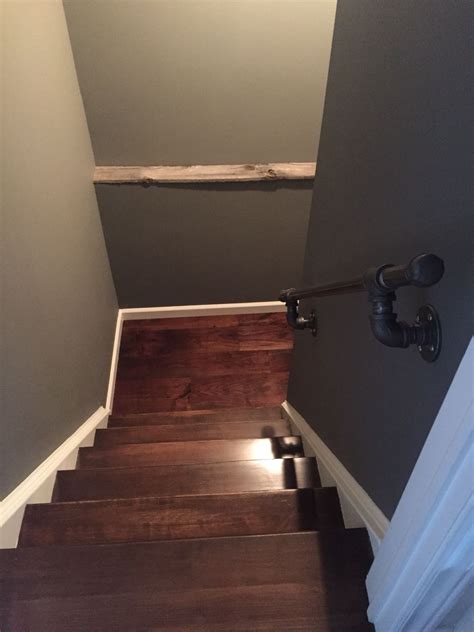 Gas Line Piping Handrail And New Wood Stairs With Images Wood