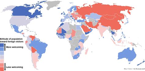 A Surprising Map Of The Countries That Are Most And Least Welcoming To