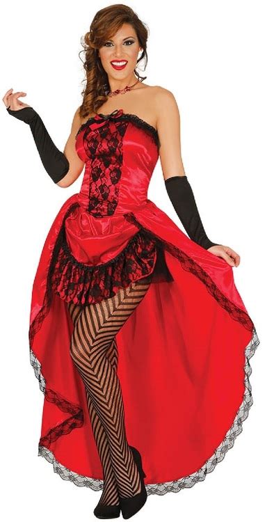 Ladies Red And Black Burlesque Fancy Dress Costume Fancy