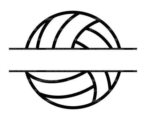 Volleyball Split Monogram Svg Volleyball Name Frame Svg Vector Cut