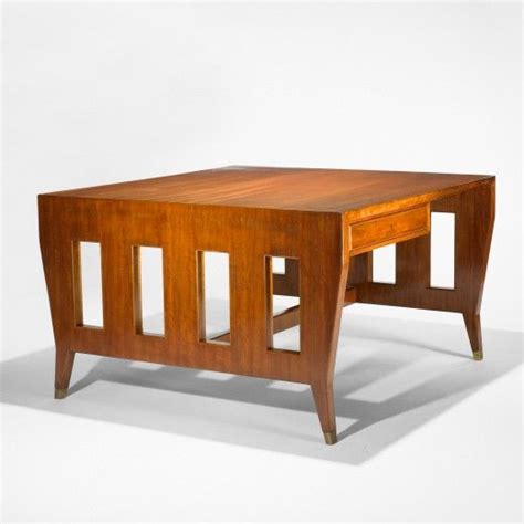 Gio Ponti Walnut And Brass Partner Desk For Padova University 1940 Furniture Design Modern
