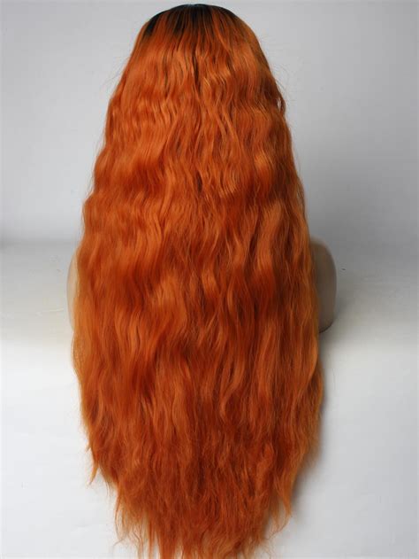 Orange Ombre With Slight Wavy Style Synthetic Lace Front Wig All