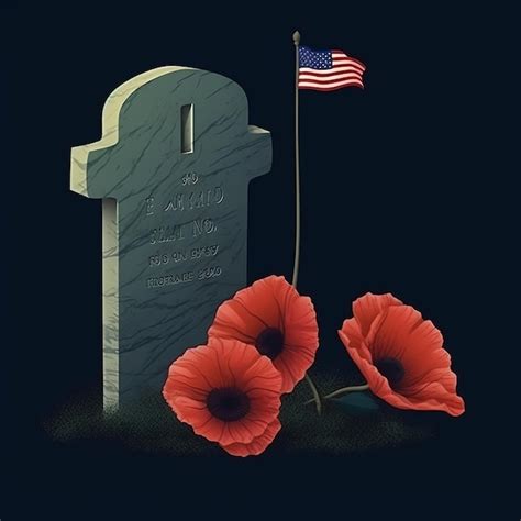 Premium Photo Memorial Day Illustration With Usa Flag And Headstone