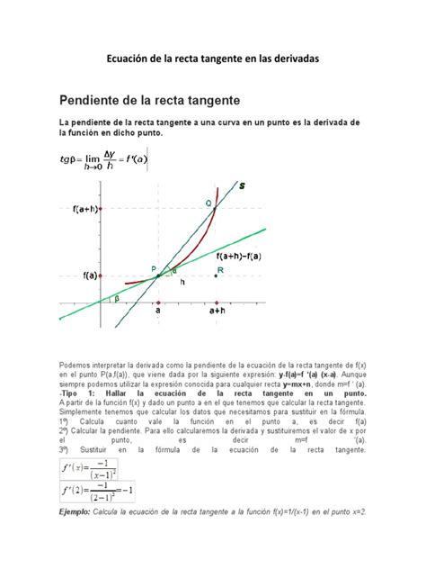 Ecuación De La Recta Tangente En Las Derivadas Pdf Línea Geometría