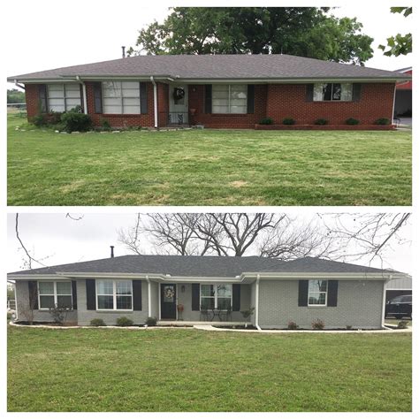 Before And After Ranch Style House Renovation Painted Brick In Sherwin