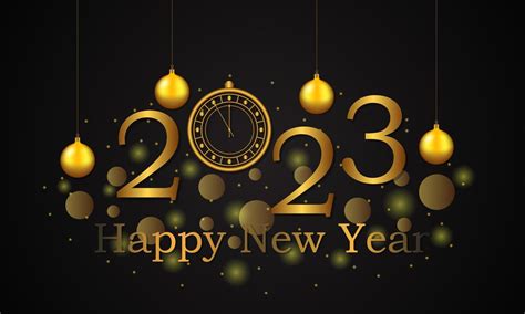 Happy New Year 2023 New Year Shining Background With Gold Clock And