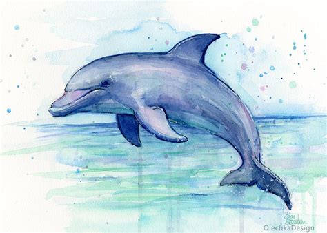 Dolphin Art Dolphin Watercolor Painting Dolphin Print Etsy France