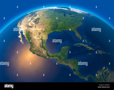 Mapa Físico Del Mundo Vista Satélite De América Central Globo