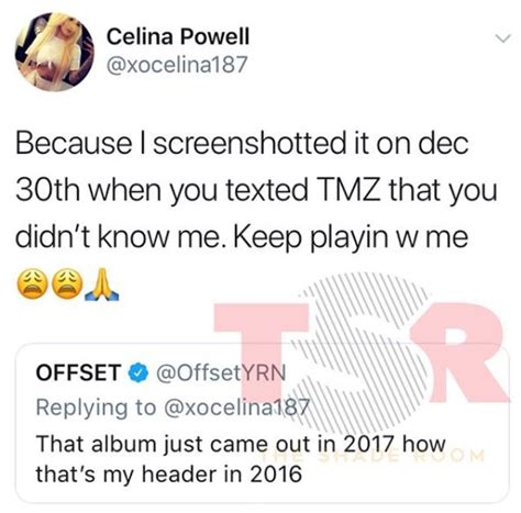 Offset Gets Into Twitter Beef With XoCelina Celina Powell Telling Her To Stop Lying On
