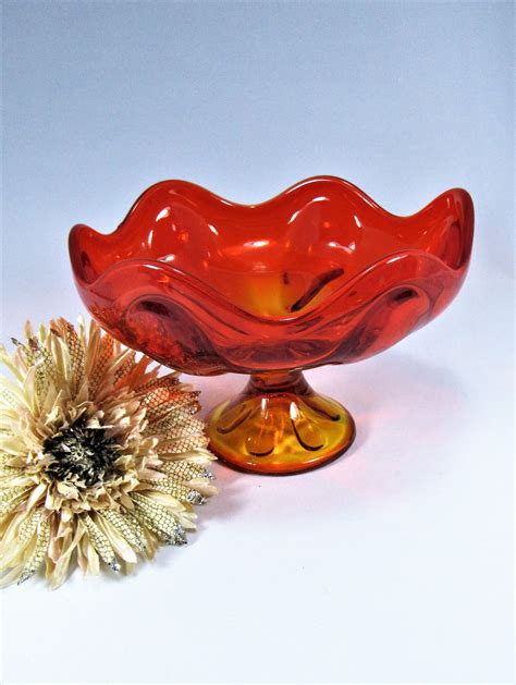 Viking Glass Persimmon Epic Vintage 1950 S Amberina 6 Etsy Viking Glass Decorative Bowls Glass