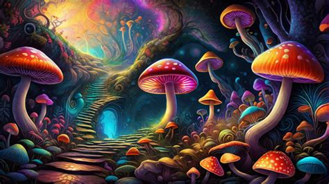 Trippy Mushroom Painting Mushroom Growing
