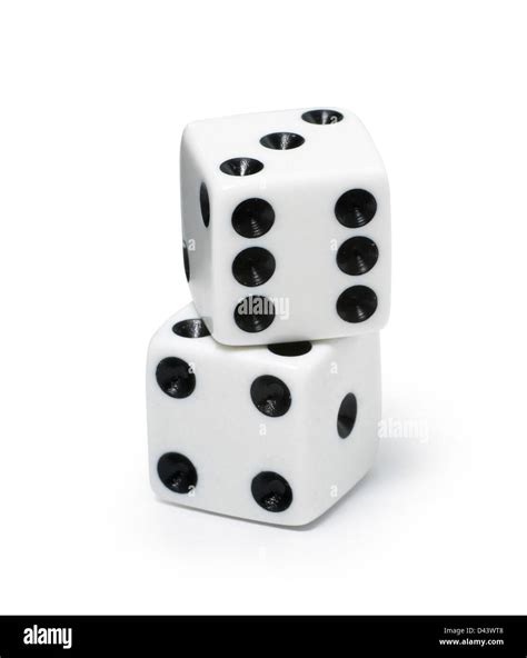 Two Dice Stacked On Top Of Each Over Cut Out White Background Stock