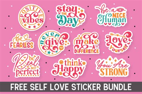 Self Love Sticker Bundlefree Sticker Graphic By Happy Svg Club